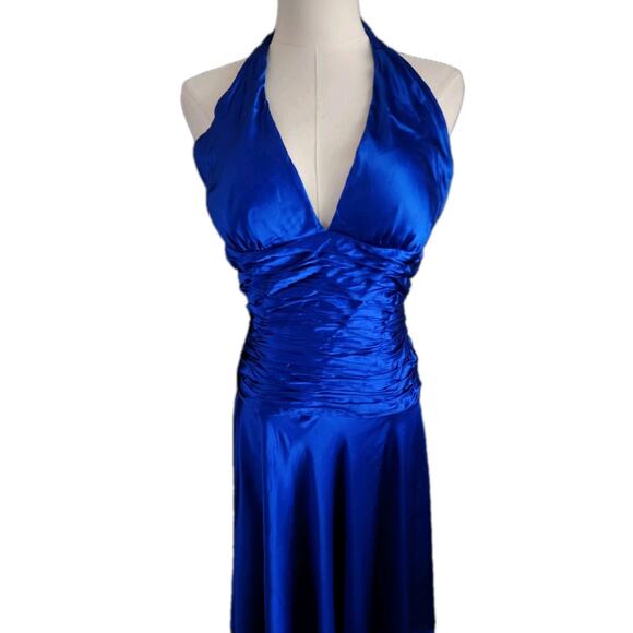 Cache Silk Dress 6 Halter Ruched Waist Vintage Y2K Scarf Hem Fairy Prom Wedding - Picture 5 of 7